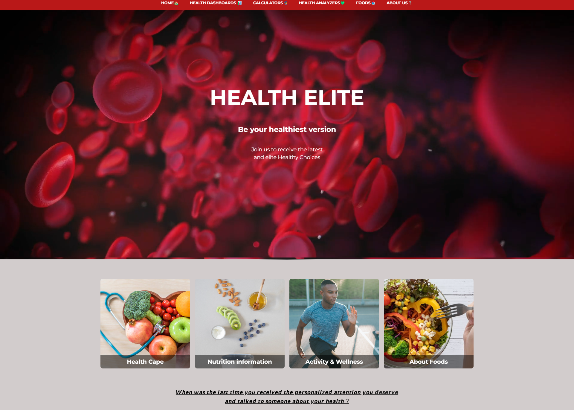 Health Elite web app screenshot